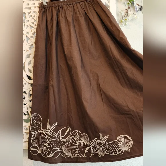 CAROLINE CONSTAS ENBRODERY BROWN MIDI FULL SKIRT NWT SZ SMALL - Picture 12 of 14